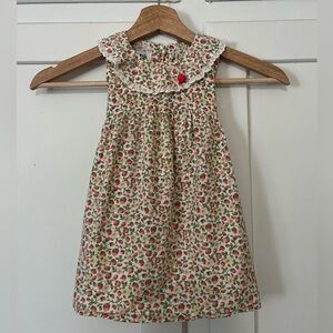 Vintage 2 Cute Strawberry Toddler Dress 18M Sleeveless, Lace-Trim Collar